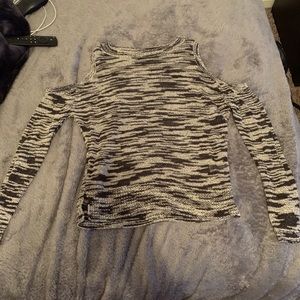 Black and White cold shoulder sweater